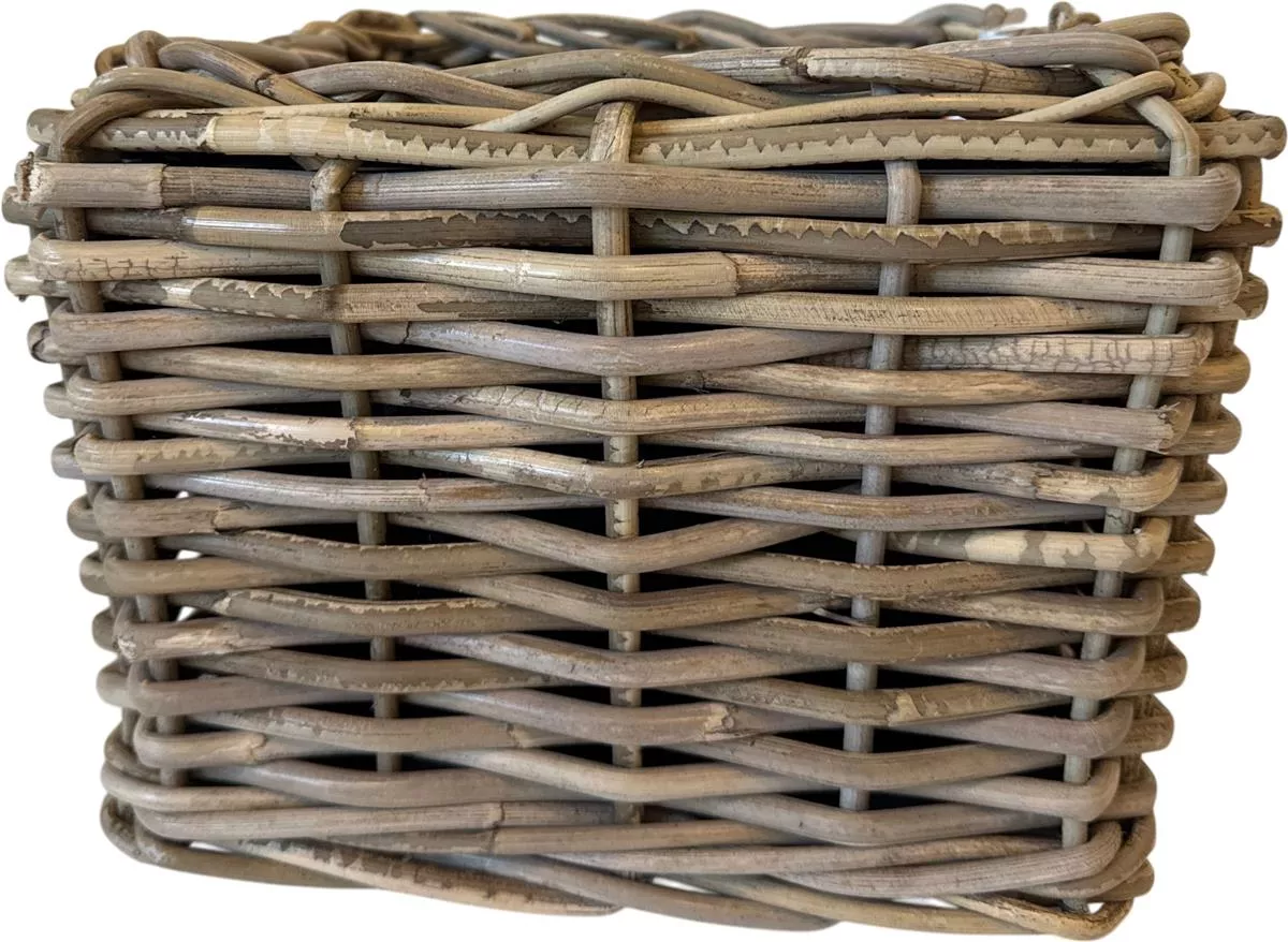 VAN DER LEEDEN DRYPOT Rattan Pflanzkorb Outdoor Grau 31x31 cm Höhe 24 cm Sylter Körbe