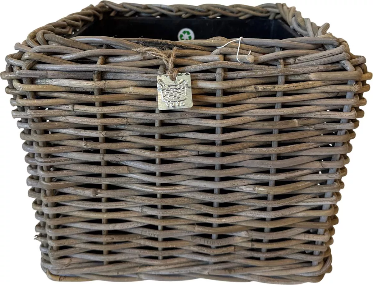 VAN DER LEEDEN DRYPOT Rattan Pflanzkorb Outdoor Grau 38x38 cm Höhe 30 cm Sylter Körbe
