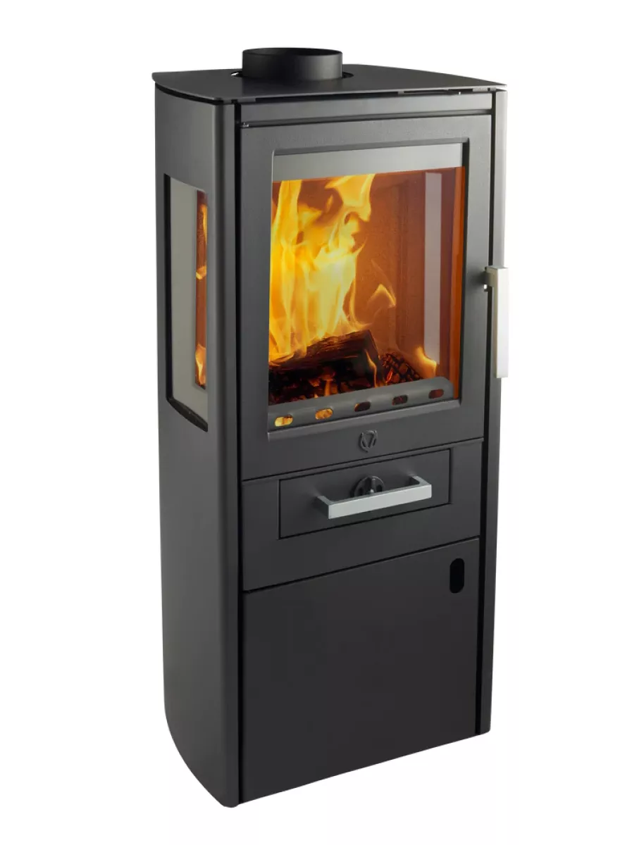 Varde Kaminofen BORNHOLM stahl schwarz mit Seiten Glas 5,5kW
