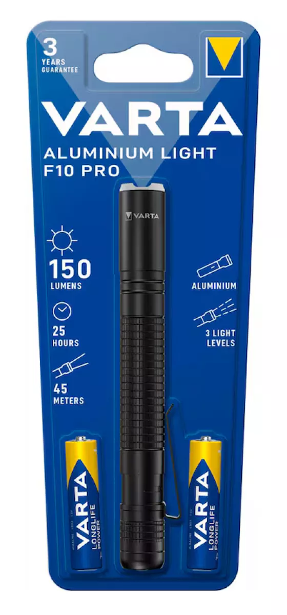 Varta Alu LED Taschenlampe Light F10 Pro inkl. 2xAAA Batterien