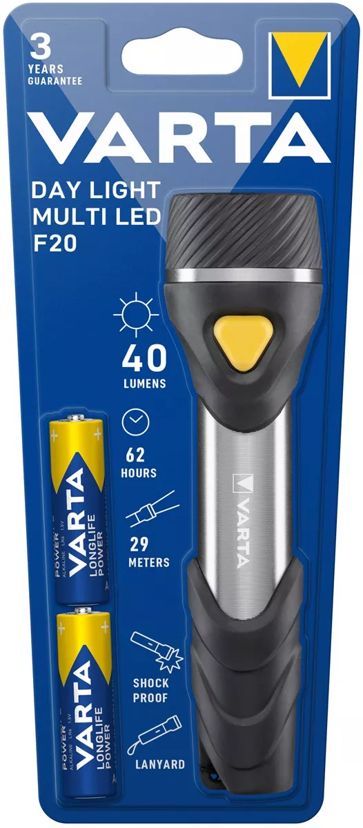 Varta Day Light Multi LED Taschenlampen LED F20 inkl. 2xAA Batterien