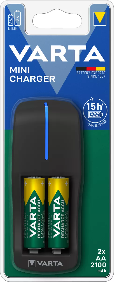 Varta Mini Charger Akkuladegerät Batterie inkl. 2 AAA Micro 2100 mAh