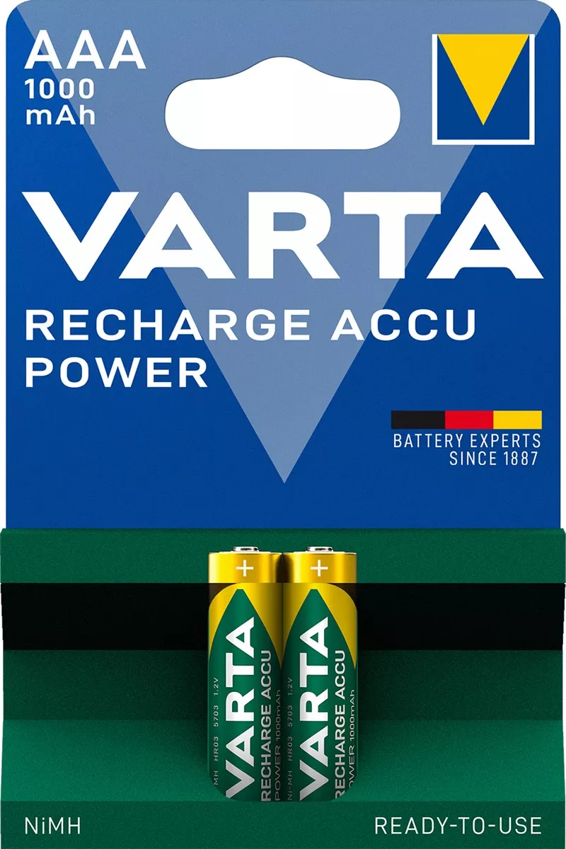 Varta Recharge Accu Power NiMH AAA (Micro) 1000mAh 2er-Pack