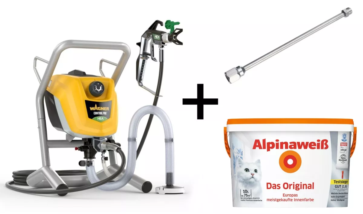 Wagner Farbsprühgerät Control Pro 250 M inkl. Düsenverlängerung 30cm und 10L Alpinaweiß Innenfarbe SET