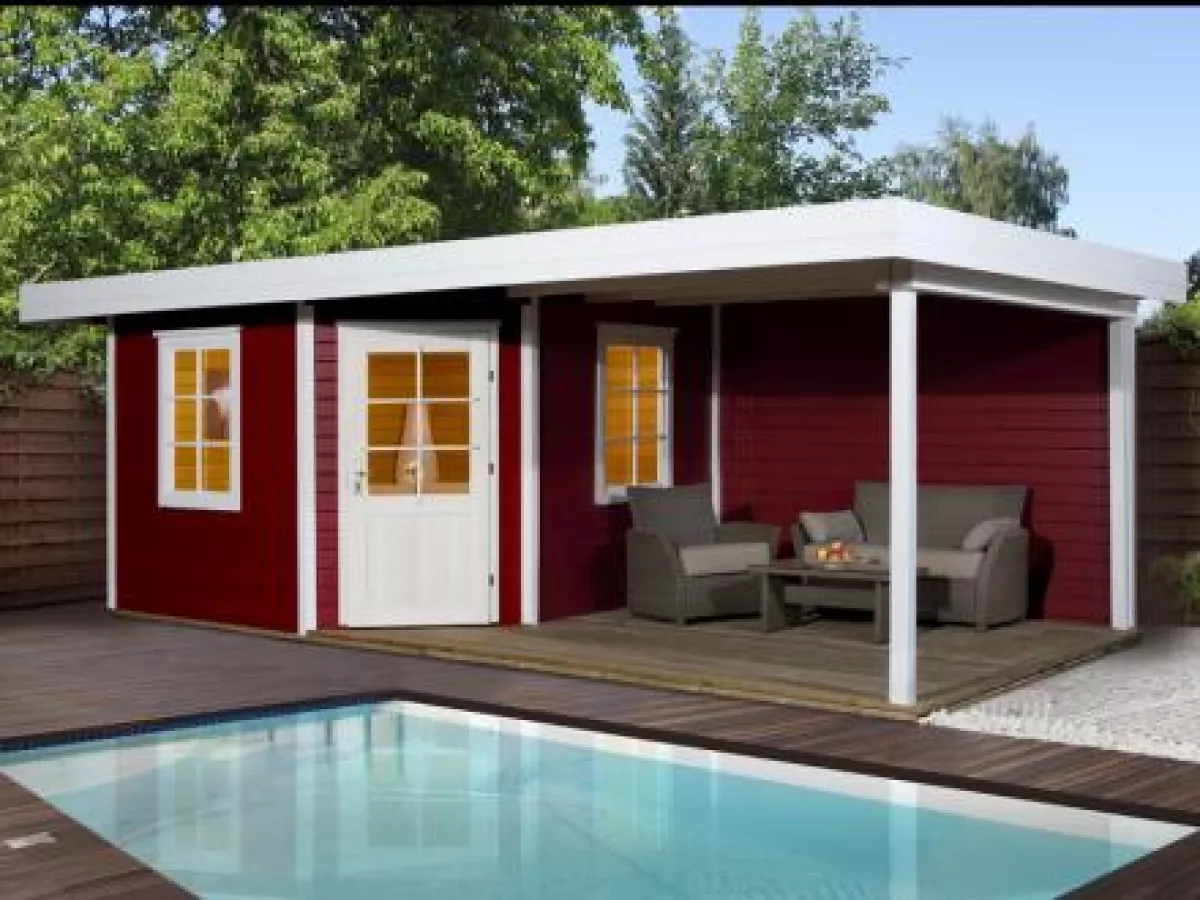 Weka Designhaus Gartenhaus 213 Plus B Gr.1 schwedenrot 240x540 cm