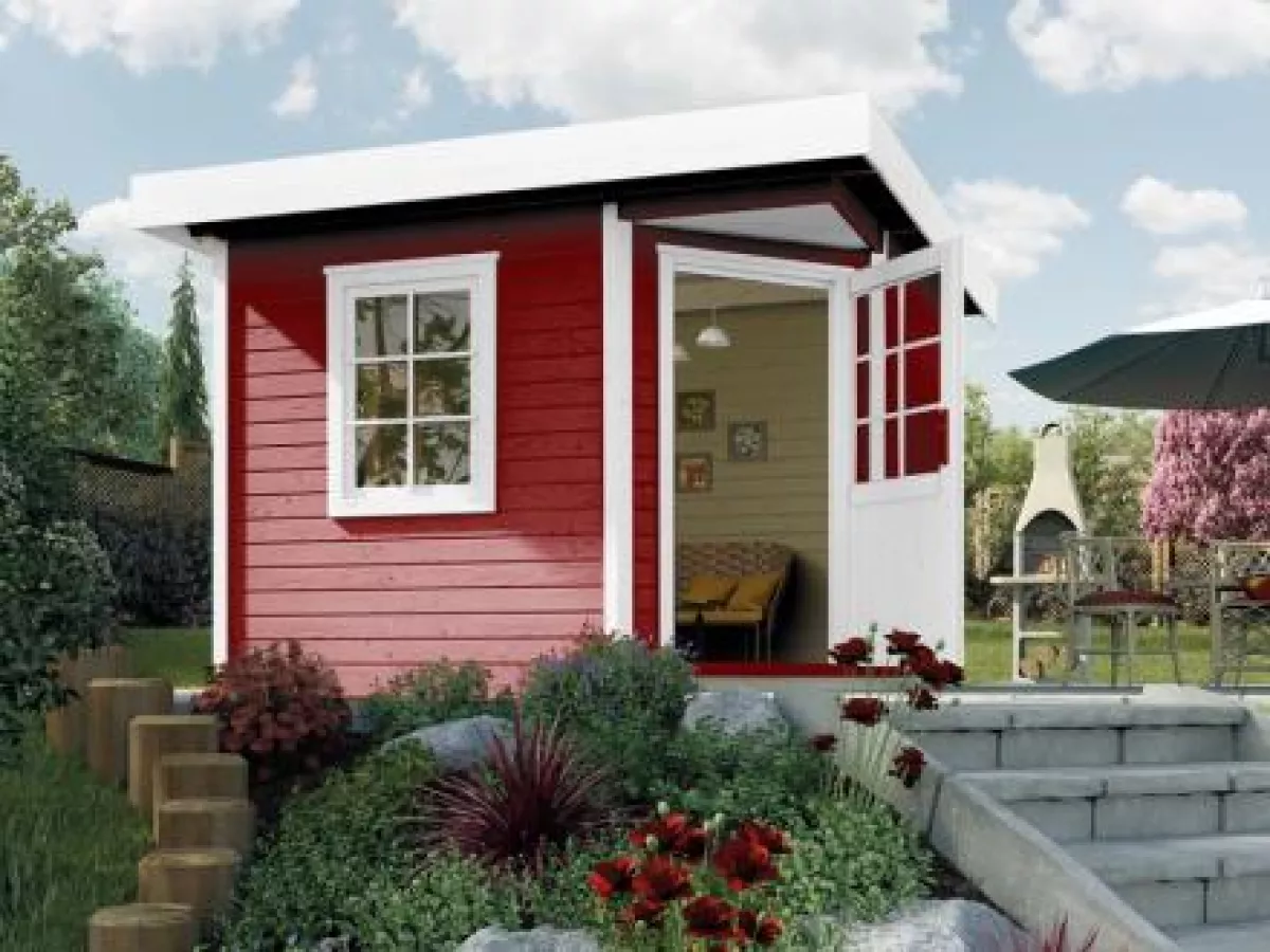 Weka Designhaus Gartenhaus 213 Plus Gr.1 schwedenrot 240x240 cm