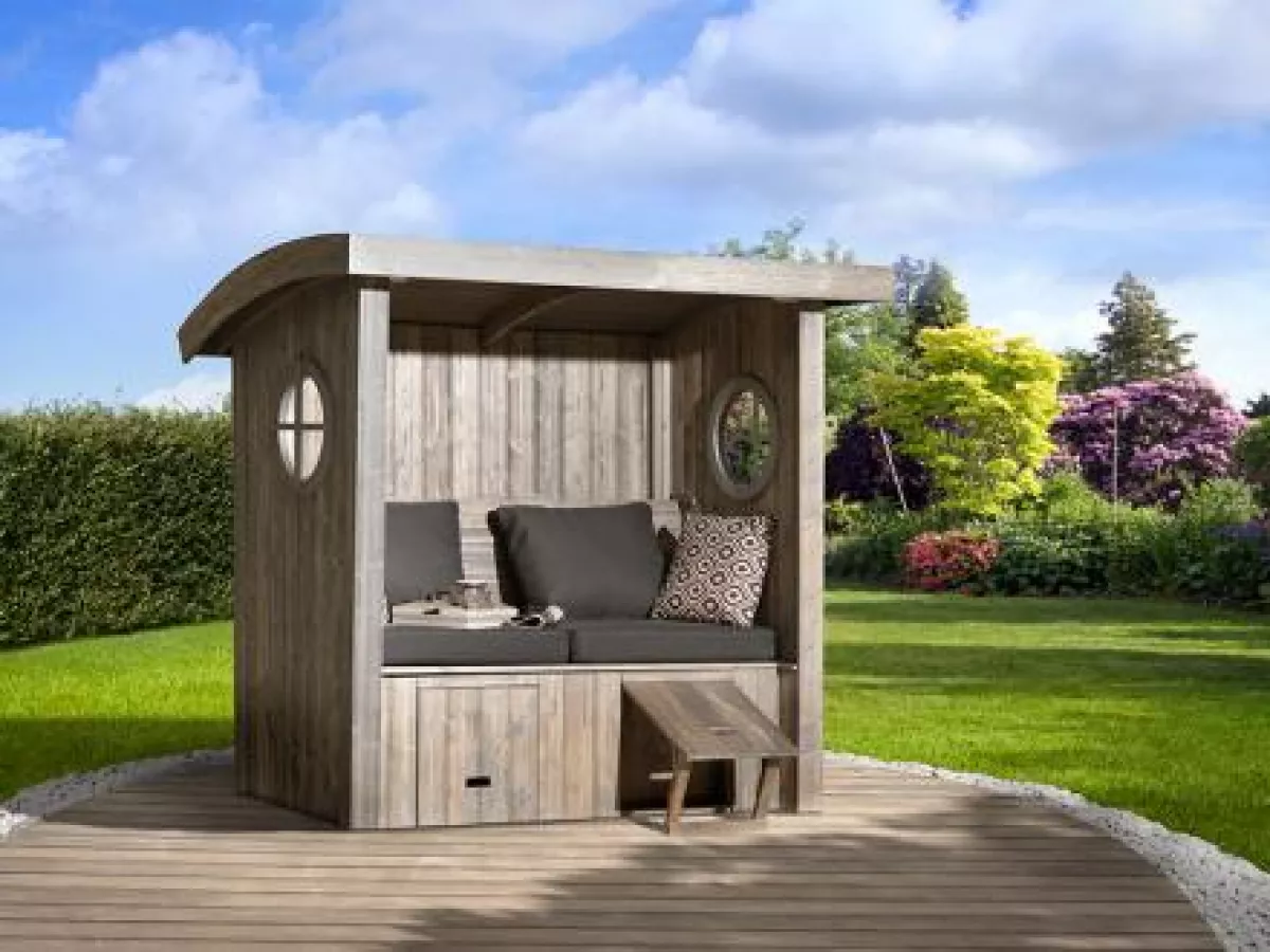 Weka Gartenlaube Strandkorb Sitzlaube Merano, silbergrau gebürstet 170x85 cm