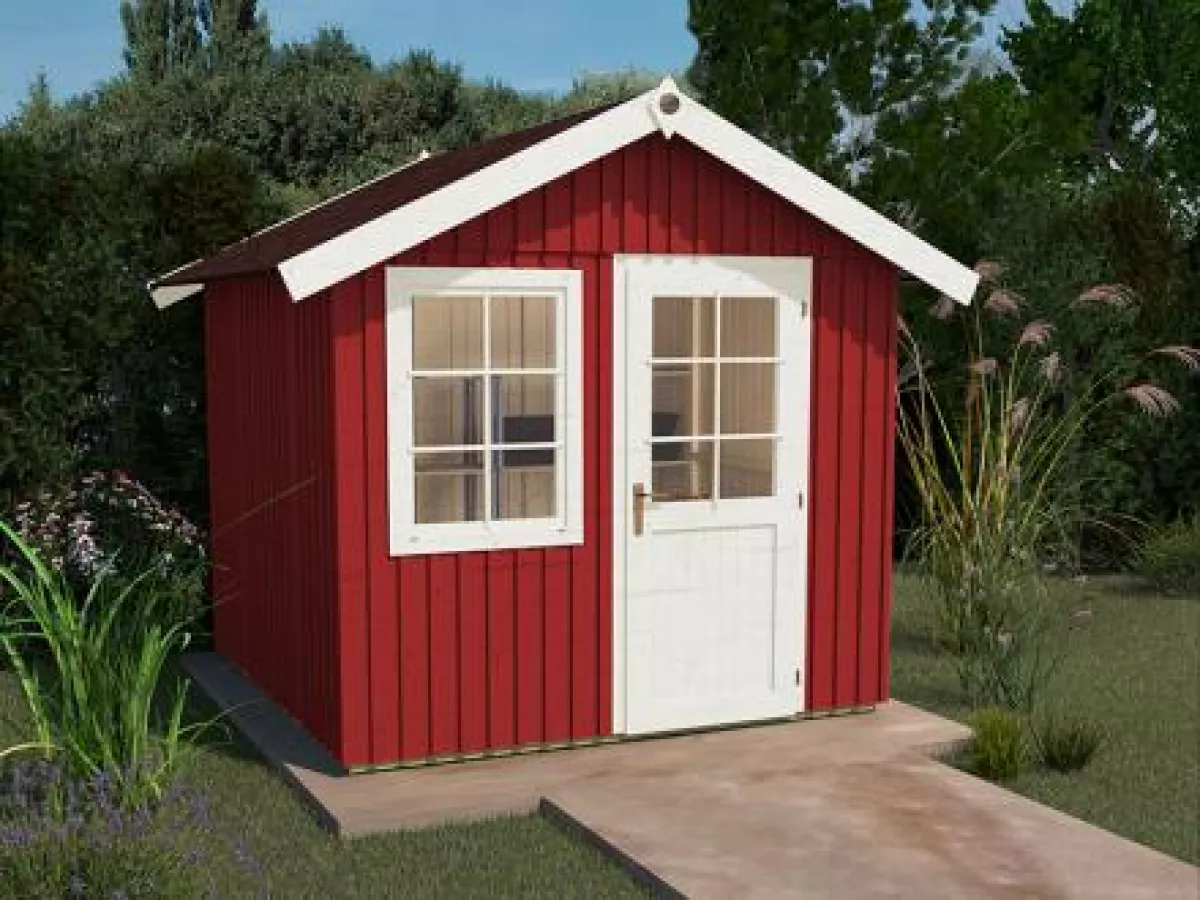 Weka Schwedenhaus Gartenhaus Gerätehaus Gr.1 252x248 cm, schwedenrot