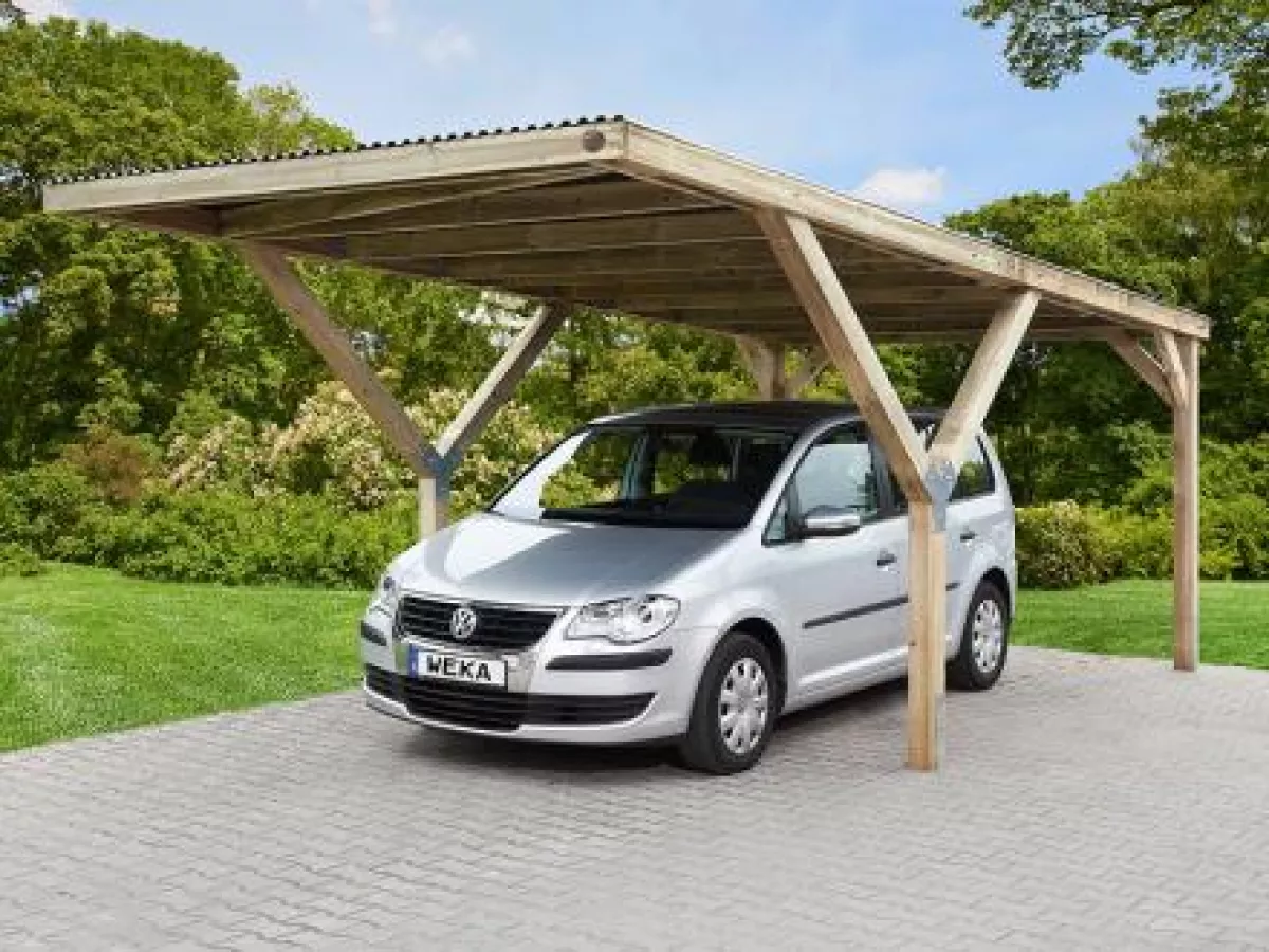 Weka Y-Einzelcarport Garage, ohne Dacheindeckung 306x606 cm