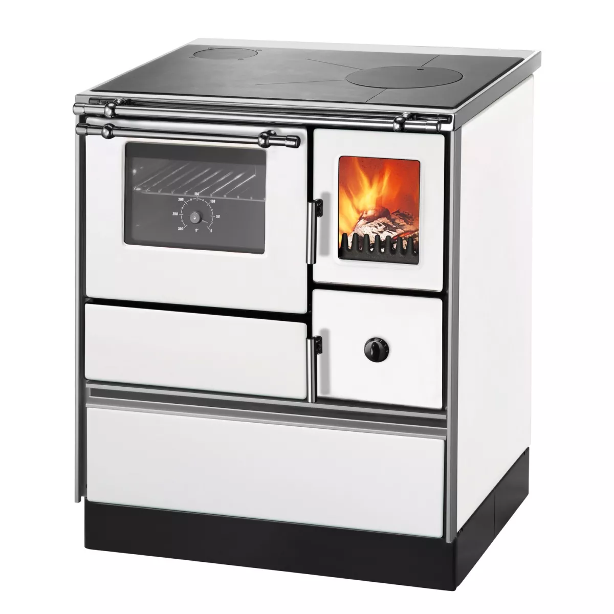 Westminster K76F-70 Holzherd 70cm Links Weiß 7,6kW Backofen mit Fenster