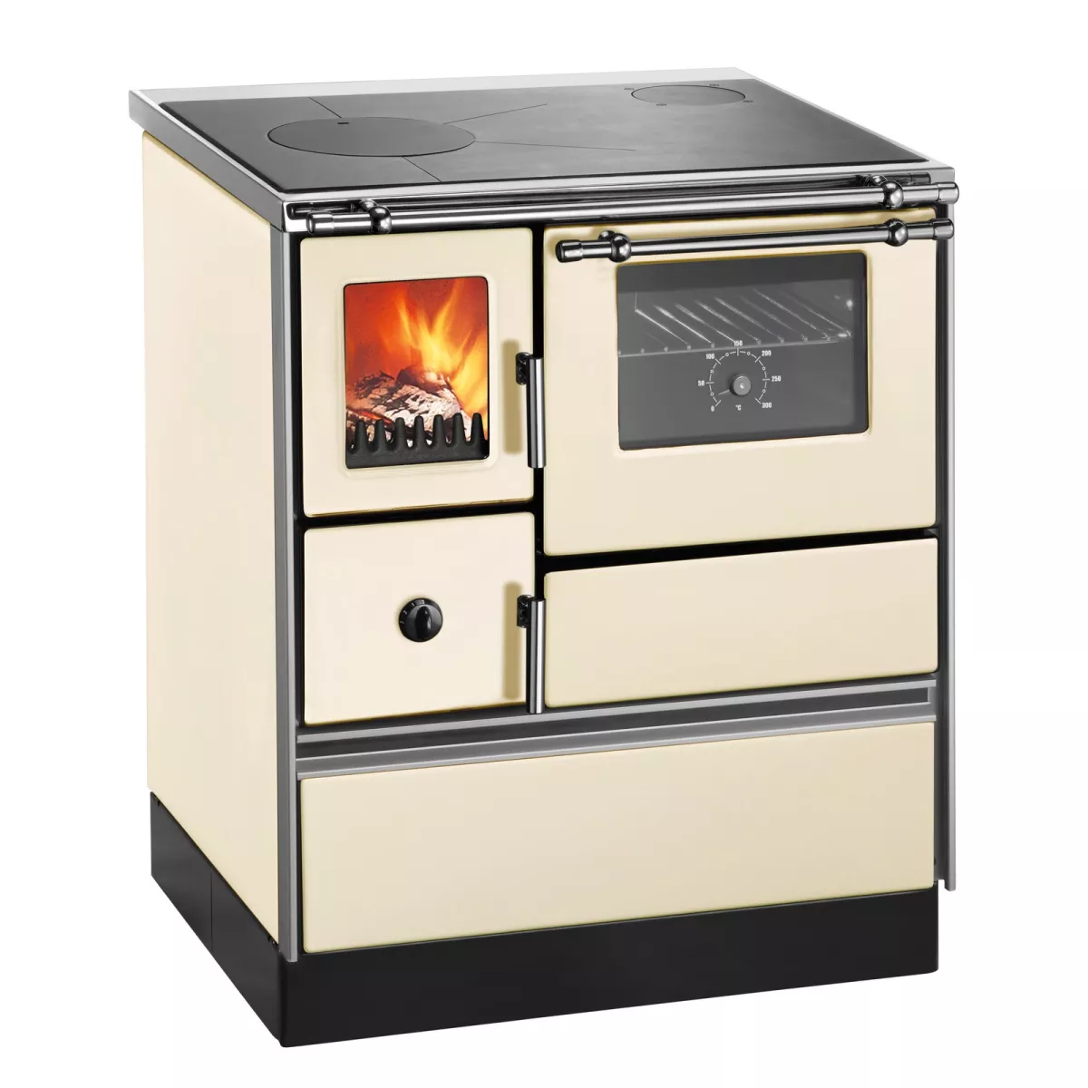 Westminster K76F-70 Holzherd 70cm Rechts Elfenbein 7,6kW Backofen mit Fenster