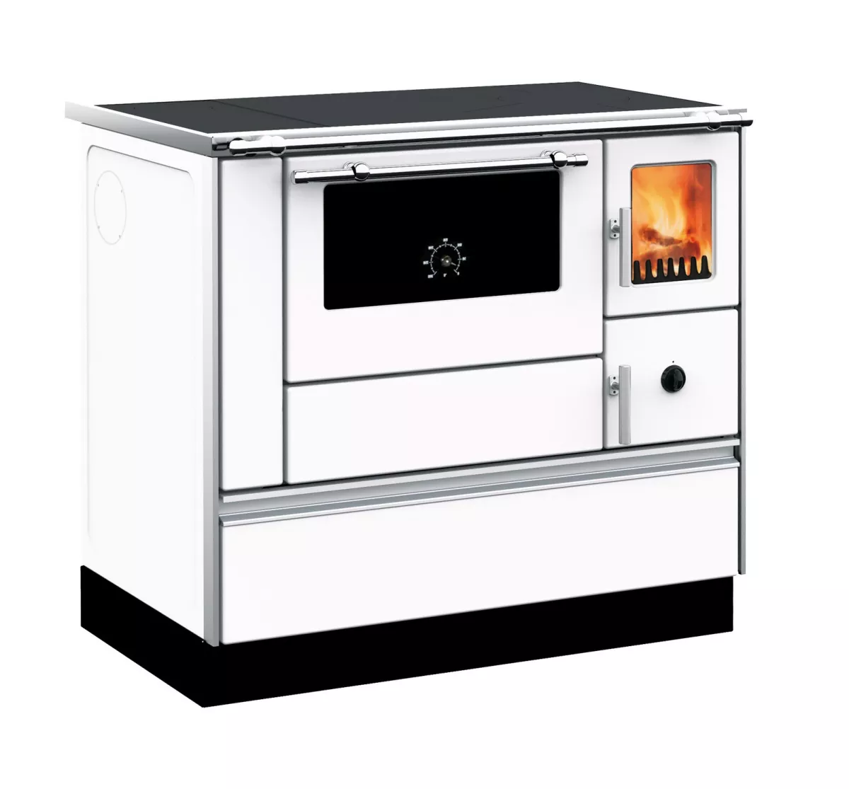 Westminster K76F-90 Holzherd 90cm Links Weiß 7,6kW Backofen mit Fenster