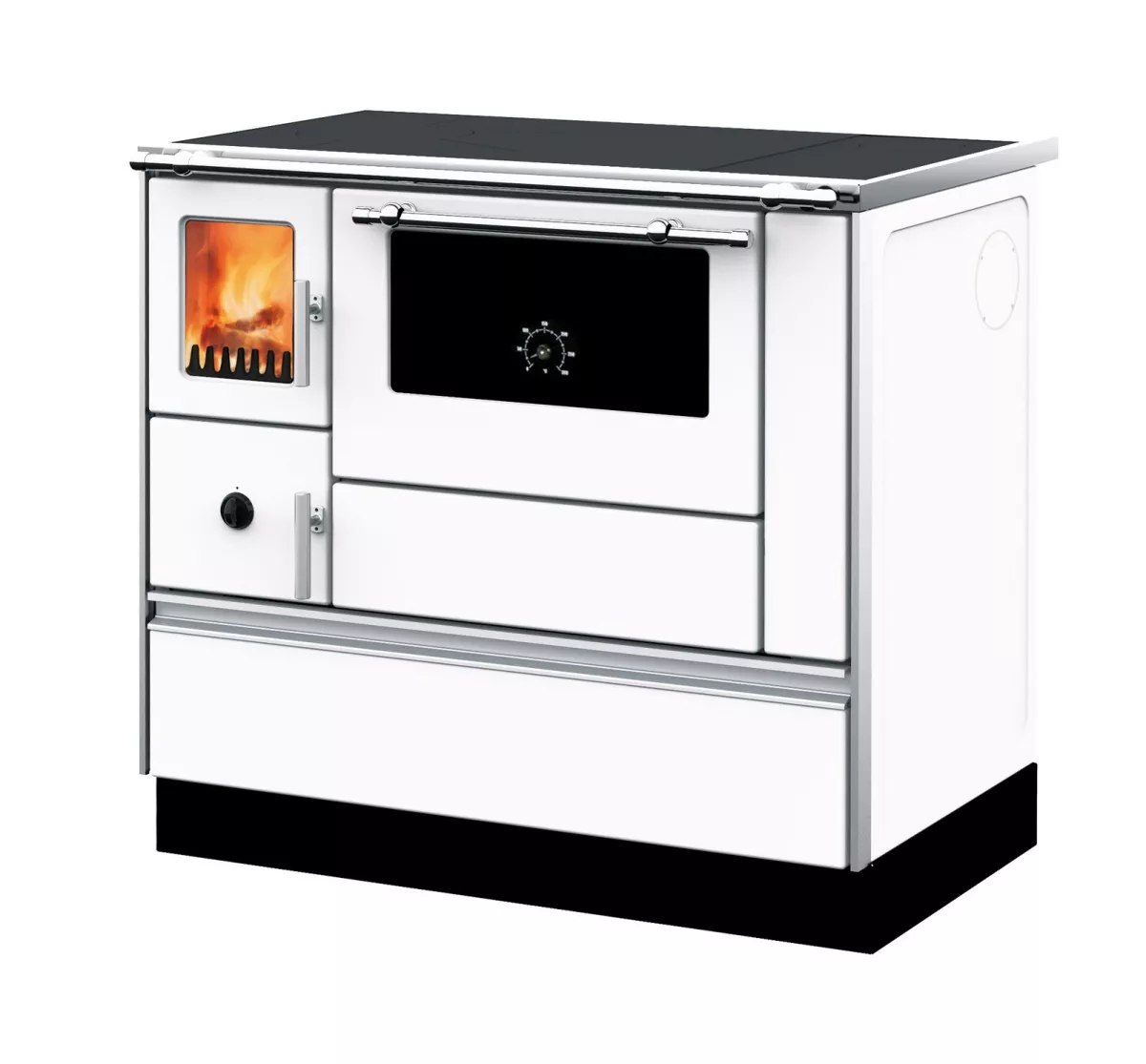 Westminster K76F-90 Holzherd 90cm Rechts Weiß 7,6kW Backofen mit Fenster