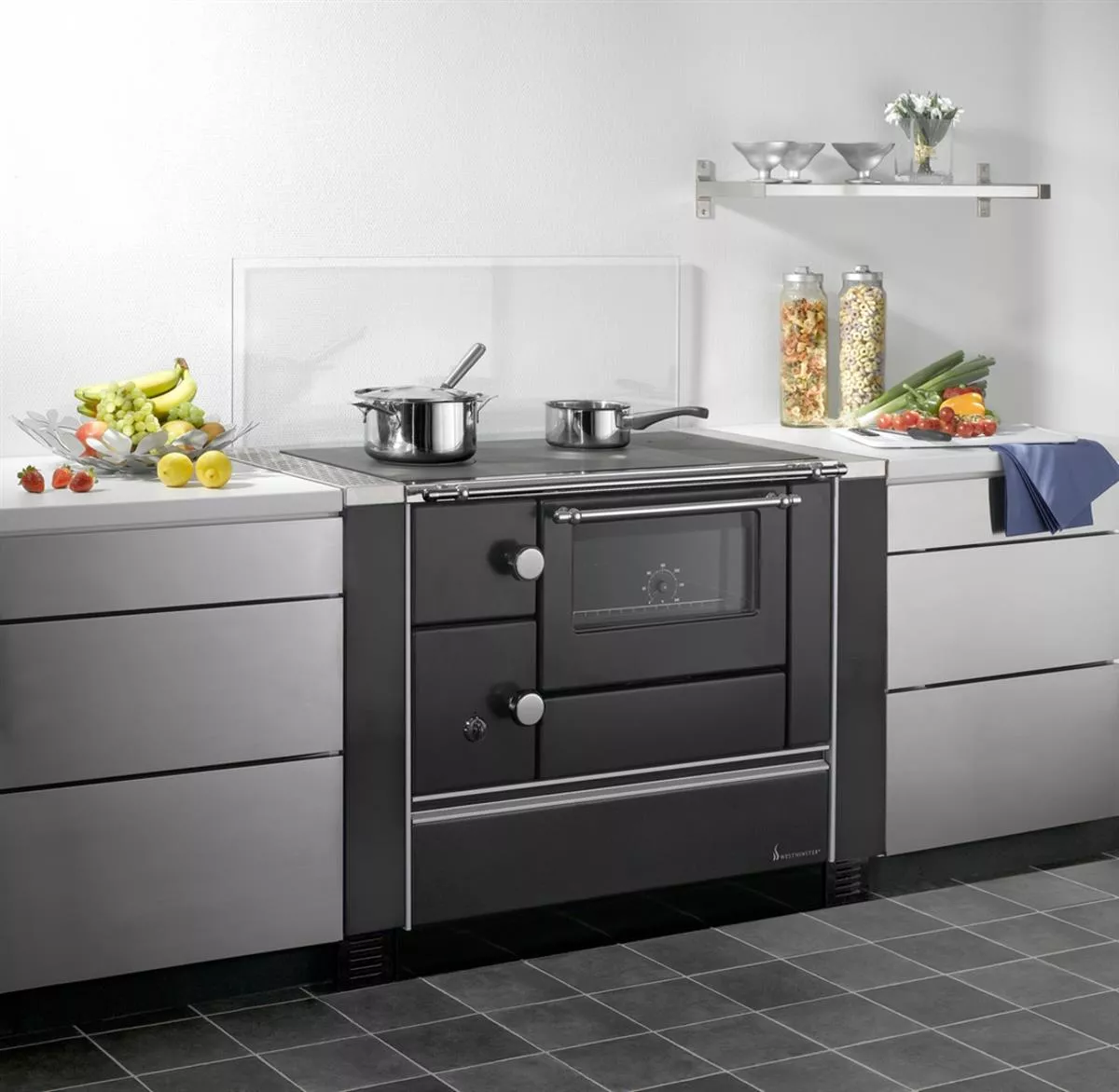 Westminster Landhausherd Küchenherd K176 A/90 schwarz rechts H85 x B90 x T60 cm (5 kW)