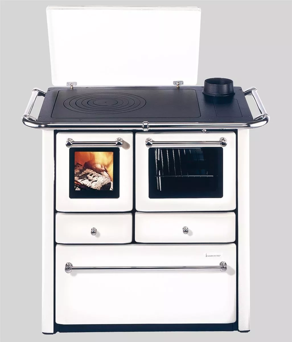 Westminster Landhausherd Ofen K 85 F - 6 kW Weiss, Rauchrohr rechts