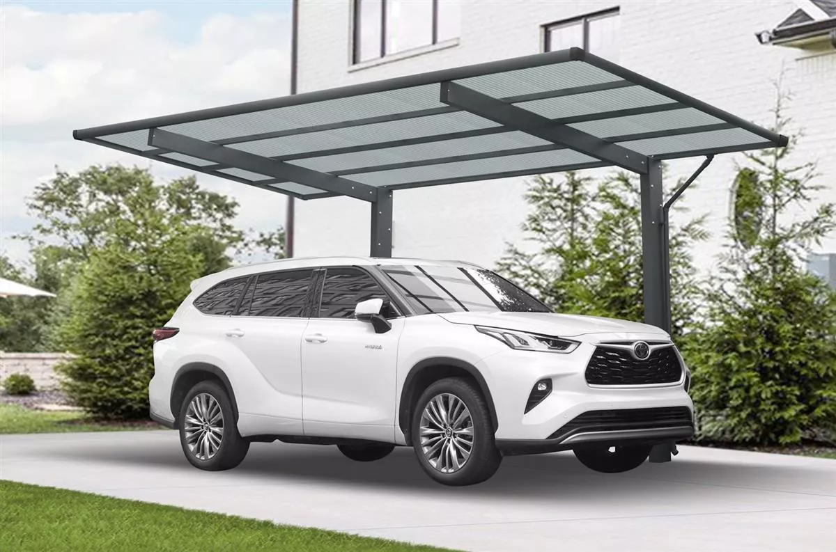Ximax Design-Carport Anthrazit Wing Einzelcarport Typ 80 L:5,31 x B:2,76 m Regenfallrohr