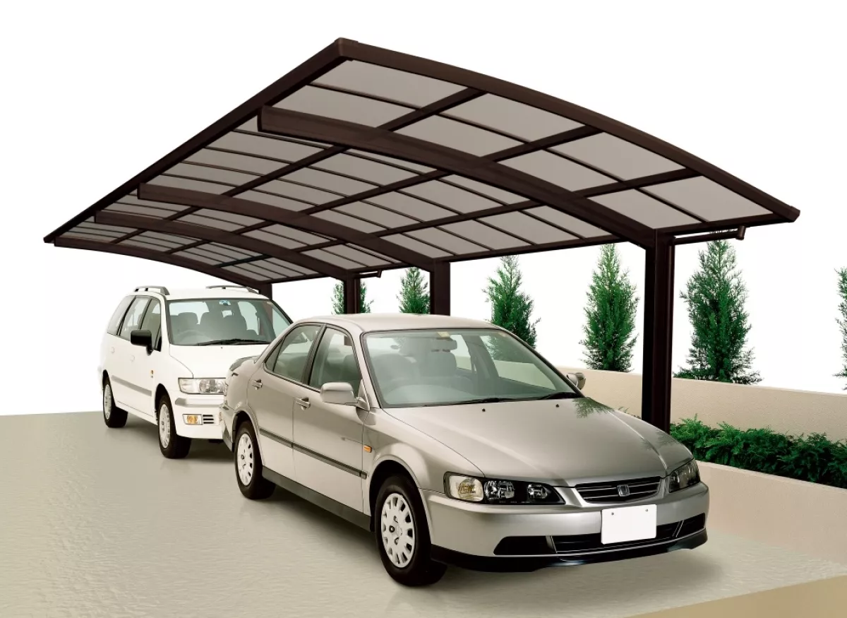 Ximax Design-Carport Portoforte Kombination Typ 80 Tandem Edelstahl-Look L 9,83 m x B 2,70 m