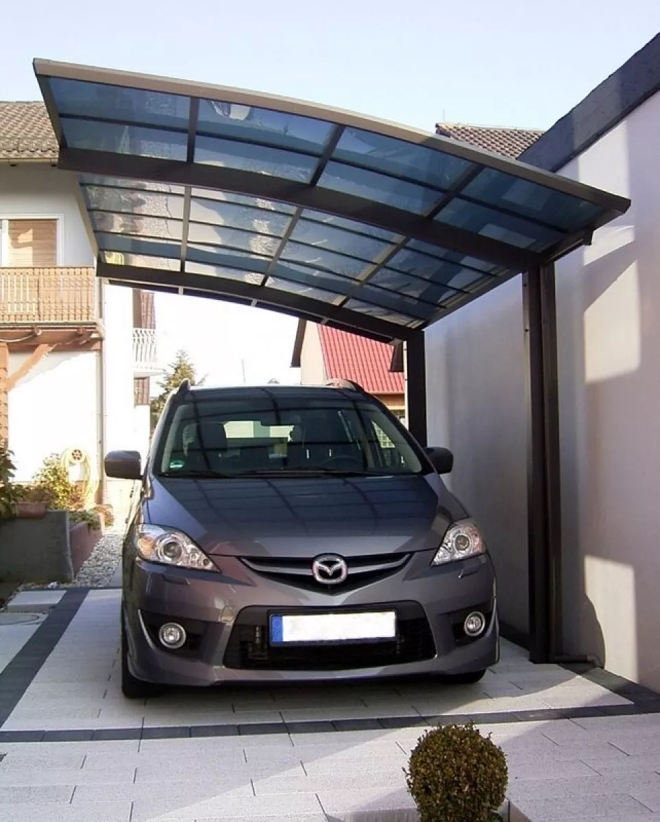 Ximax Design-Carport Portoforte Typ 60 Standard Mattbraun aus Aluminium L 5,56 m x B 2,41 m