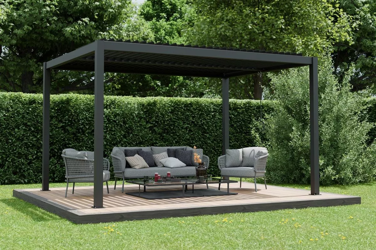 Ximax Pergola Shade Dunkelgrau 3 x 4 m Lamellendach Manuell